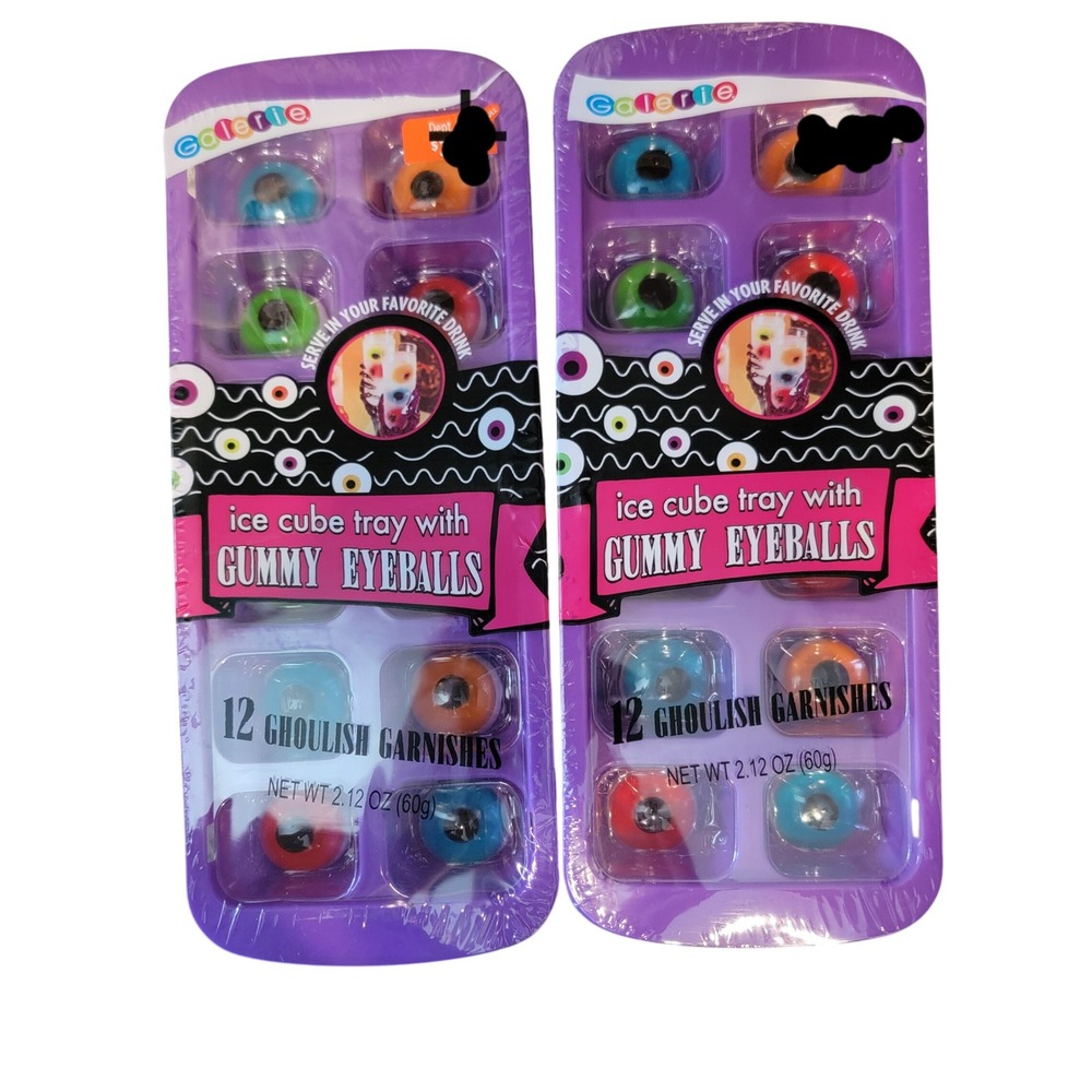 Galerie Ice Cube Tray Gummy Eyeballs 2pk Halloween Purple New Spooky